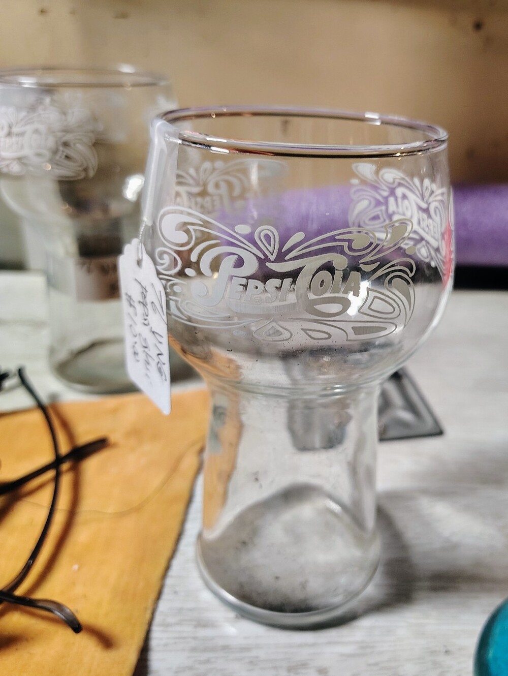 Pepsi-Cola Etched Glass Goblet - Clear
